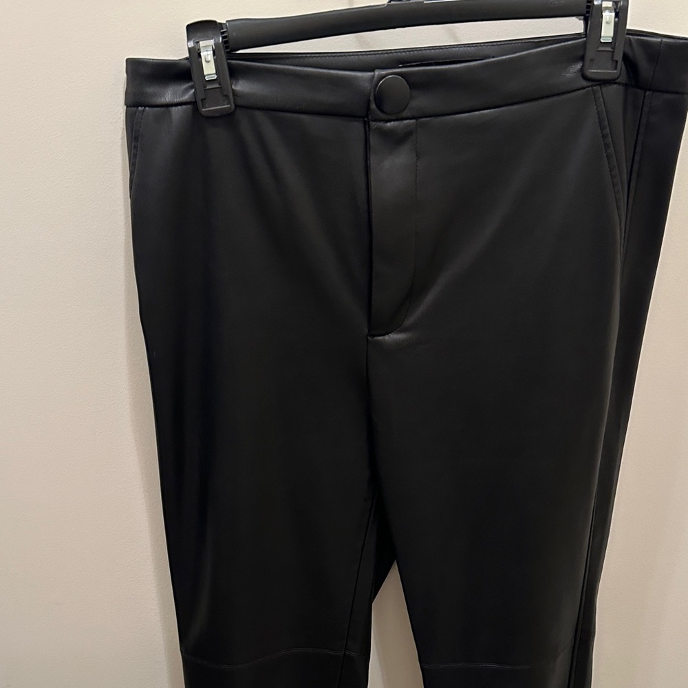 Zara women’s Black Faux Leather Chinos